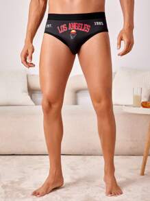 Men's Crown And Letter Print Briefs - Multicolor - View 4