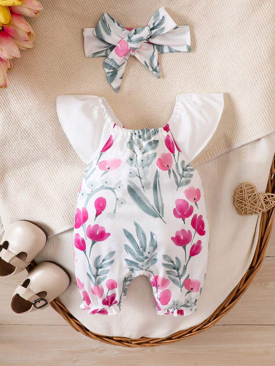 SHEIN Trẻ sơ sinh Hoa In Sơ sinh - Nhiều màu - Xem 1