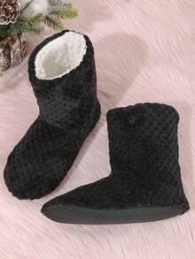 女士蓬松柔软厚毛绒室内靴光滑优雅家居拖鞋软底按摩防滑舒适女鞋