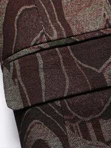 Fashionable Long Sleeve Suit Jacket With All-over Print - Black - View 6