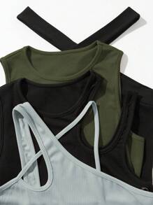 Chiquease 4pcs Solid Ribbed Knit Bodysuit - Multicolor - View 3