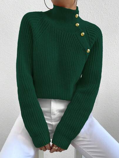 Selianne 女式立领插肩袖套头毛衣，长袖上衣