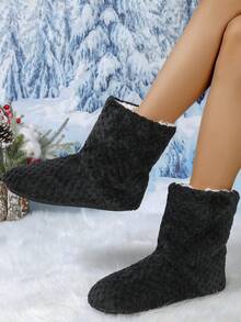 女士蓬松柔软厚毛绒室内靴光滑优雅家居拖鞋软底按摩防滑舒适女鞋