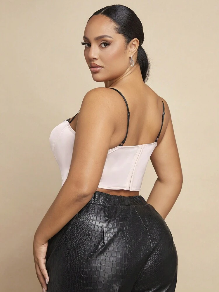 Gorgeous Plus Size Women'S Contrasting Suspenders Valentine Day Clothes