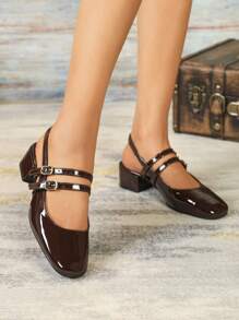 Fall/Winter 2025 Style With Hoodie Women's Popular & Versatile Silver Embroidery Heel Chelsea Boots,Elegant,Women Pumps,Elegant,Mary Janes - Mocha Brown - View 4