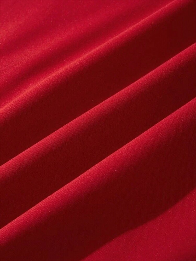 Men's Letter Print Hoodie Sweatshirt - Red - View 4