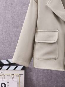 SHEIN Unisex Baby Solid Color Lapel Coat Wide-leg Trousers Two-piece Set - Apricot - View 9