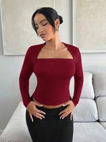 SHEIN SXY Fall Casual Sexy Women's Long Sleeve T-Shirt