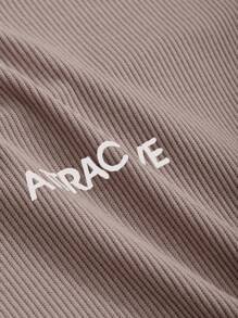 DAZY 女式字母刺绣褶皱 T 恤，秋季服装长袖女式上衣 - 灰色 - 查看 5