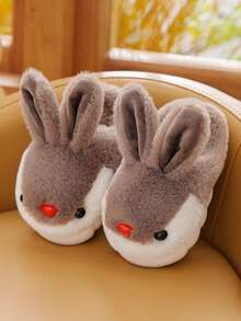 兒童時尚卡通冬季保暖防滑家居拖鞋 - 咖啡棕 - 查看 2