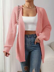 SHEIN Essnce Casual Women's Cardigan With Open Front - Pink - View 6
