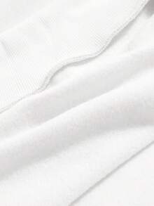 SHEIN EZwear Plus Size Skull And Letter Print Round Collar Sweatshirt - White - View 3