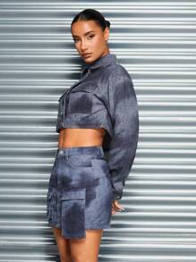 SHEIN BAE Women'S Cargo Denim A-Line Skirt With Pockets - Multicolor - View 5