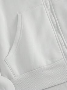 SHEIN EZwear Quý cô Dài In Áo nỉ - trắng - Xem 3