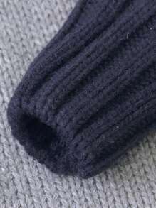 男童立體貼耳細節鈕扣開衫帶帽套頭衫和菱形接縫袖 - 藍色 - 查看 3