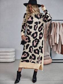 SHEIN LUNE Của phụ nữ In hoa Báo Áo cao cổ Đầm Áo len - Nhiều màu - Xem 6