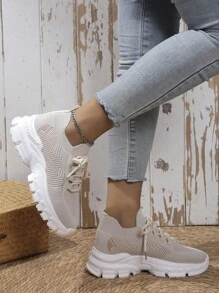 全新透气轻便公路跑鞋 - 米色 - 查看 4