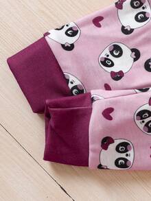 Baby Girl Snug Fit Pajama With Panda Print - Hot Pink - View 4