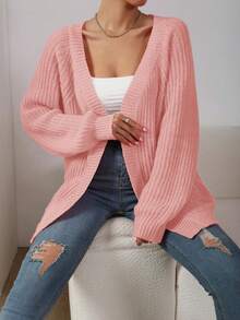 SHEIN Essnce Casual Women's Cardigan With Open Front - Pink - View 5