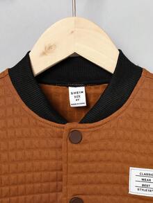 SHEIN 男孩寬鬆休閒拼色夾克和褲子套裝 - 彩色 - 查看 5