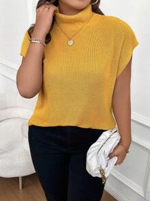 SHEIN CURVE+ Hơn Cổ giả tay cánh Knit ngọn - gừng - Xem 6