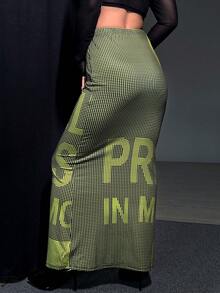 SHEIN Unity 女性數字印花裙 - 綠色 - 查看 2