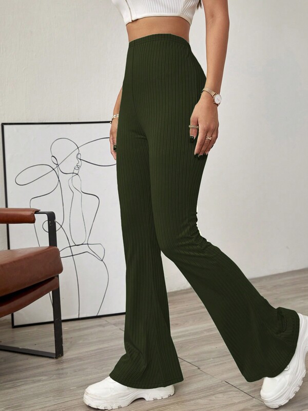 EURMUSE Solid Color Bell Bottom Pants