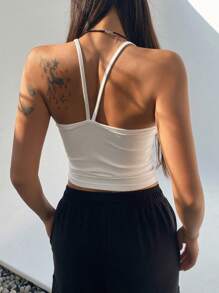 Dazy Star Women's Ruffle Detail Cami Top Tank Tops - White - View 2