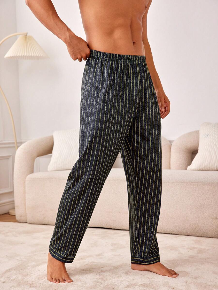 Men's Striped Pajama Pants - Black - View 1