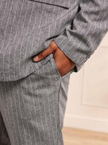 Manfinity VCAY Men's Striped Woven Casual Suit, 2pcs/set (plus Size)