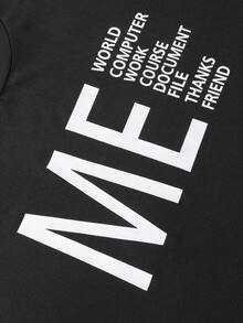 Manfinity Homme Lỏng lẻo phù hợp Nam In Lá thư Áo thun - màu đen - Xem 4