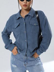 Muchica Quá lớn Thả vai Áo khoác Với Túi có nắp - Rửa tối - Xem 4