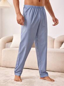 Pantalones De Rayas De Salón Para Hombres - Celeste - Ver 3