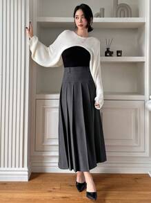 Dazy Star Women's Pleated Skirt,Back To School Clothes Fall - Dark Grey - View 5