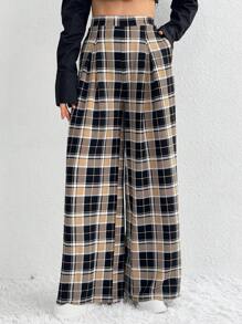 SHEIN Essnce Của phụ nữ Kẻ sọc Quần ống rộng - Nhiều màu - Xem 3