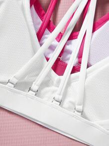 Easithlete 2pcs Women's Back Support Multiple Strap Sports Bra - Multicolor - View 4