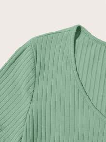 SHEIN Essnce 女款v領溜織t恤