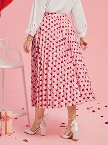 SHEIN Clasi بالإضافة إلى حجم تنورة المرأة نمط القلب مطوي - متعدد الألوان - مشاهدة 2