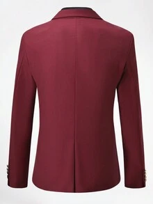 CLOUDSTYLE Nam Khối màu Cổ áo tây DOUBLE-BREASTED Bộ đồ - Màu Đỏ Sâu - Xem 2