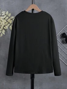 男孩純色 T 卹 - 黑色 - 查看 2