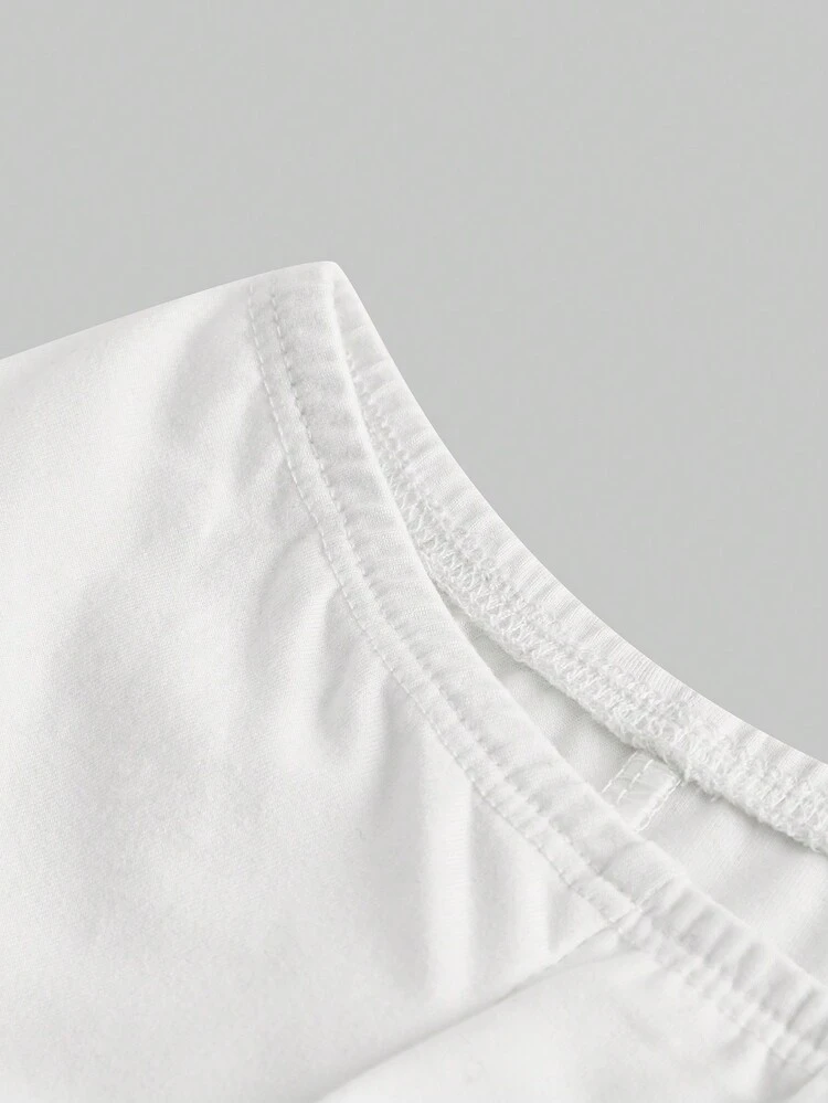 Asymmetrical Shoulder Cut Letters Printed T-Shirt