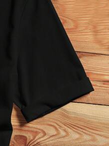 SHEIN LUNE Của phụ nữ Cao-top Cúp In Ngắn tay Áo thun - màu đen - Xem 5