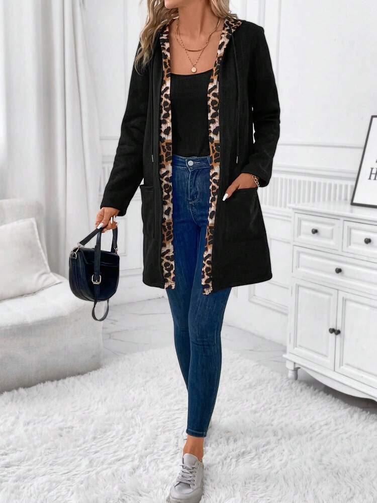 Women's Leopard Print Open Front Coat