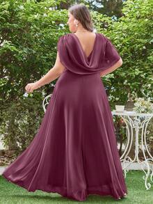 Plus Size Elegant Solid Color Loose Chiffon Bridesmaids Dress