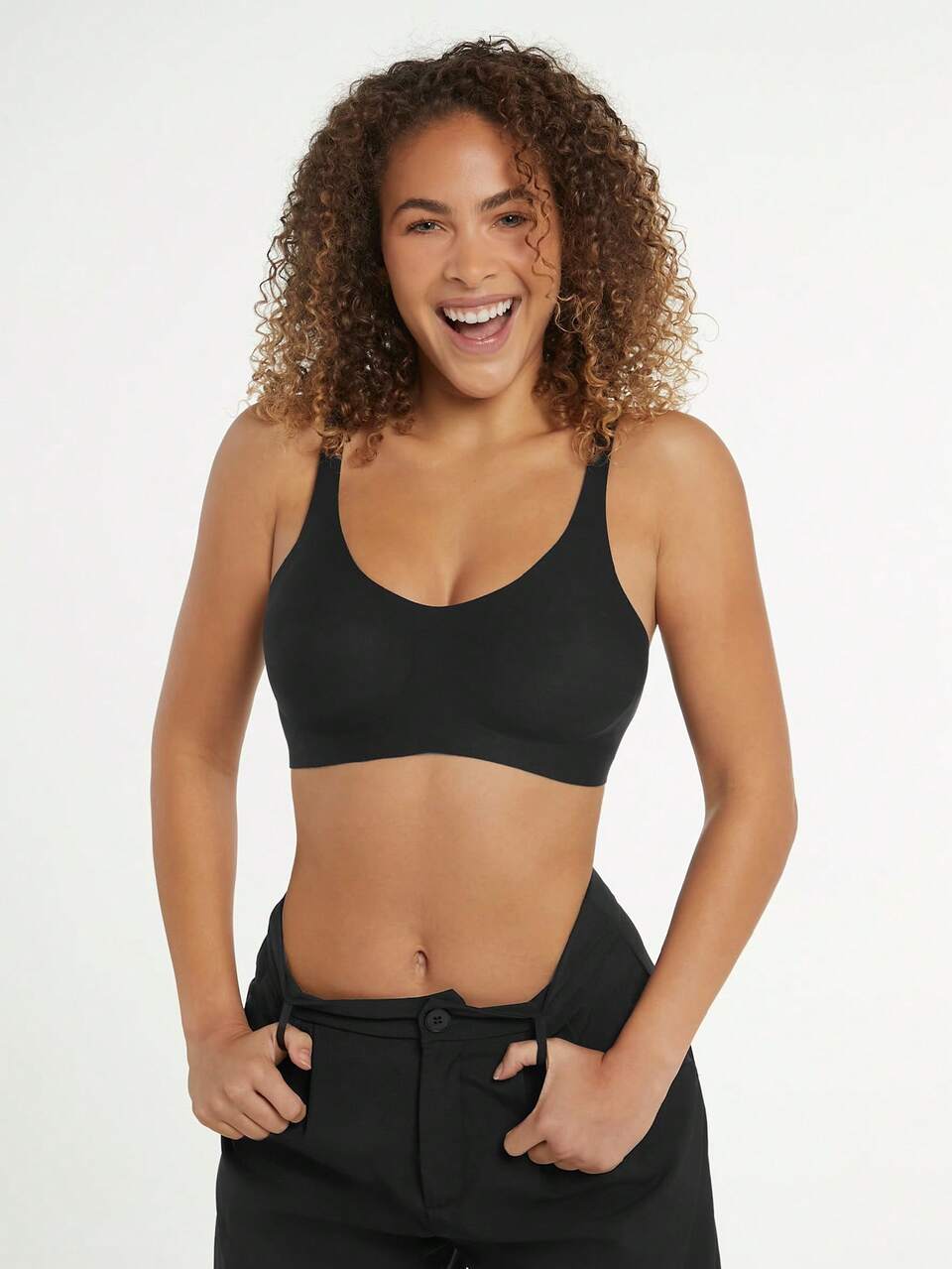 Wireless Seamless Support Lounge Black Lingerie As Outerwear T-Shirt Sticky SizeFreedom No Show Bra Comfy Must-Haves Teen/Girl/Young Kid