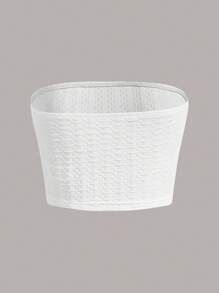 SHEIN EZwear 女款純色針織抹胸上衣 - 白色 - 查看 2