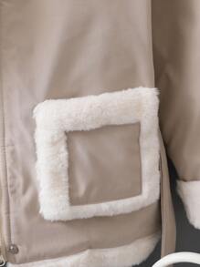 SHEIN Abrigo Con Forro Térmico Y Cuello De Invierno Para Niñas Tween