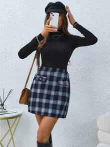 SHEIN LUNE Kẻ sọc In Thẳng Cắt Váy - Nhiều màu - Xem 7