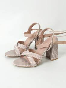 女士粉紅色編織肩帶與綁帶設計 - 粉色 - 查看 4