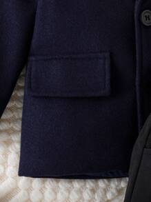 Baby Boys' Casual Vintage Woolen Jacket And Pants Set For Autumn And Winter